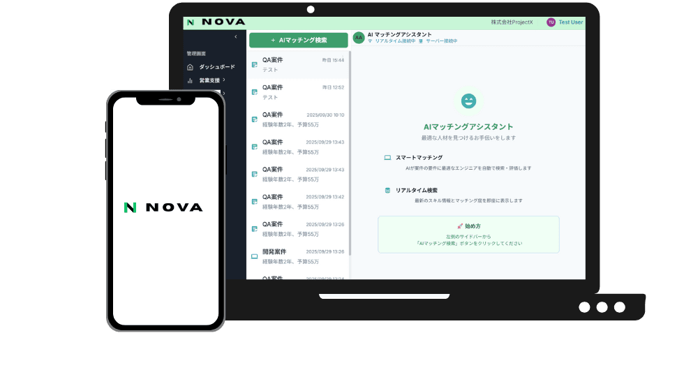 NOVA管理画面のスクリーンショット